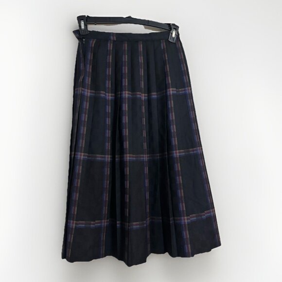 J. Davis Ltd. Vtg Plaid Pleated Midi Skirt Pockets Side Closure Sz 8 Acedemia - Picture 3 of 7